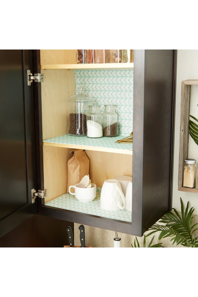 Herringbone Print Reusable Shelf Liner Set/2, Alternate, color, Bright Aqua