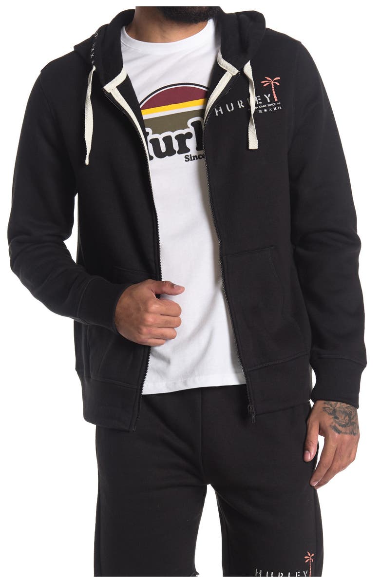 Hurley Logo Fleece Zip Hoodie, Main, color, 