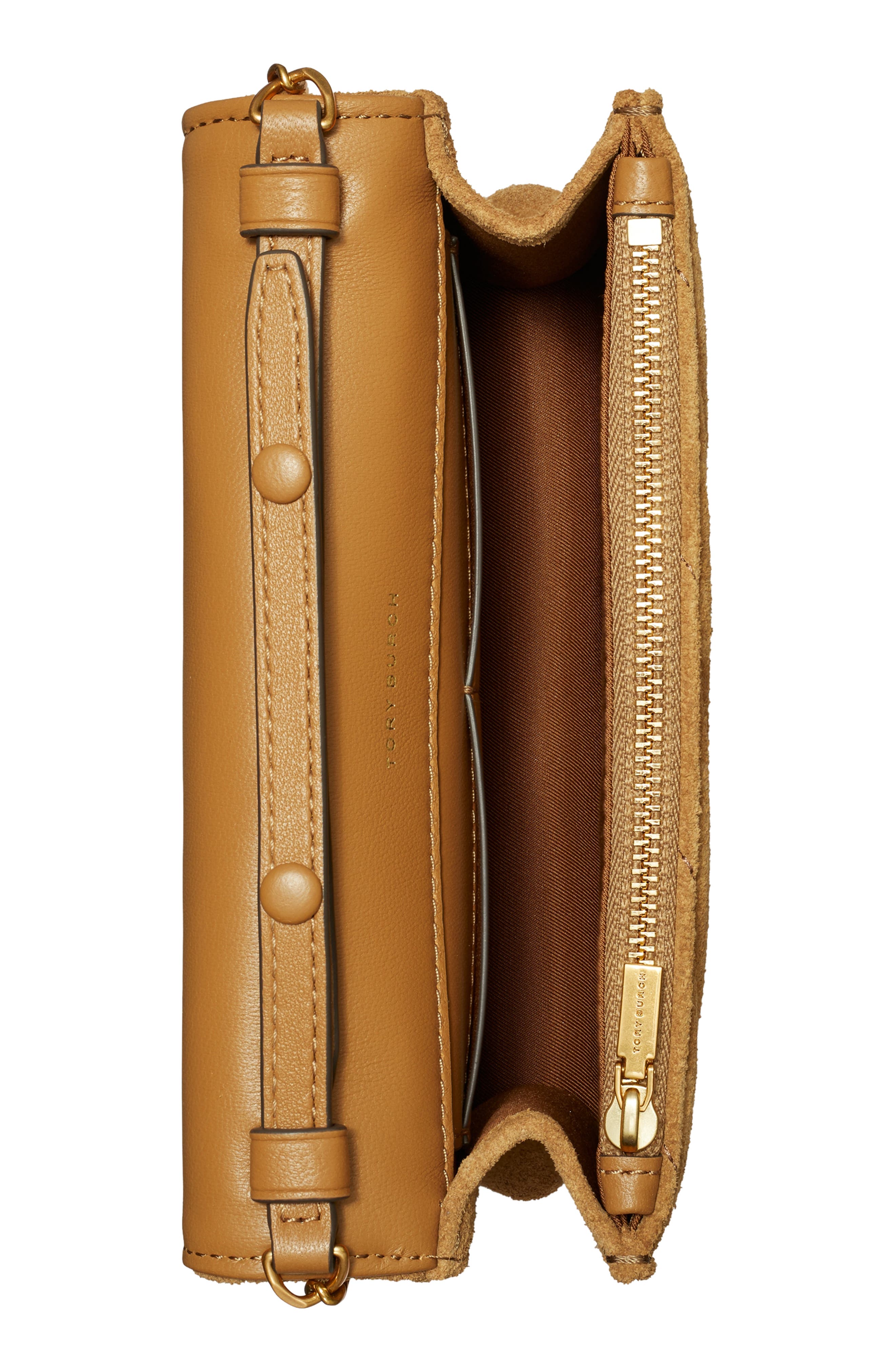 Tory Burch Mini Kira Chevron Quilted Suede Top Handle Bag, Alternate, color, 