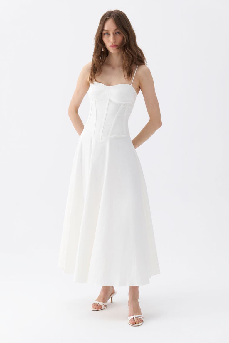 Corset Detailed Dress, Alternate, color, Ivory