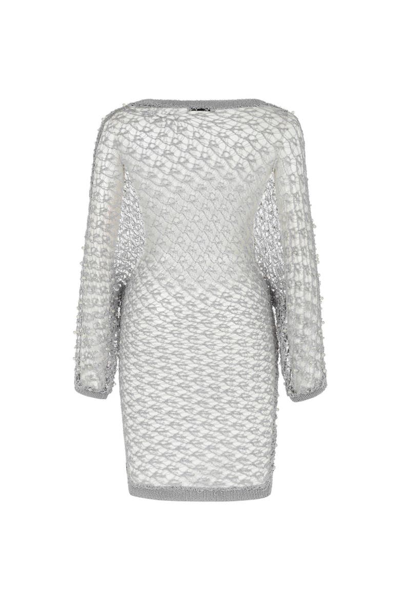 Beaded Mesh Knit Top, Alternate, color, Grey