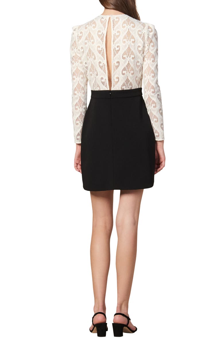 SANDRO Camelia Lace Bodice Long Sleeve Minidress, Alternate, color, 
