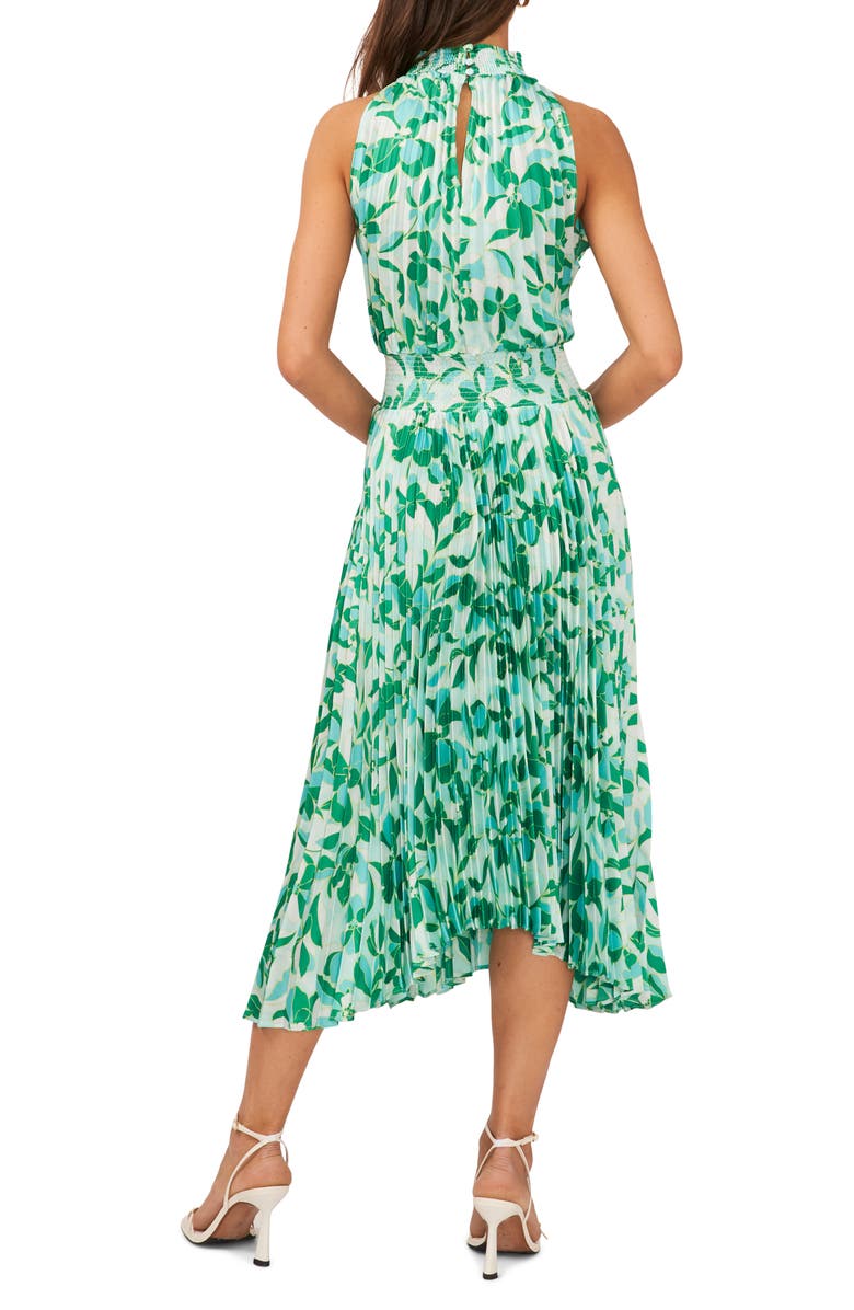 Halogen<sup>®</sup> Floral Pleated Sharkbite Hem Midi Dress, Alternate, color,