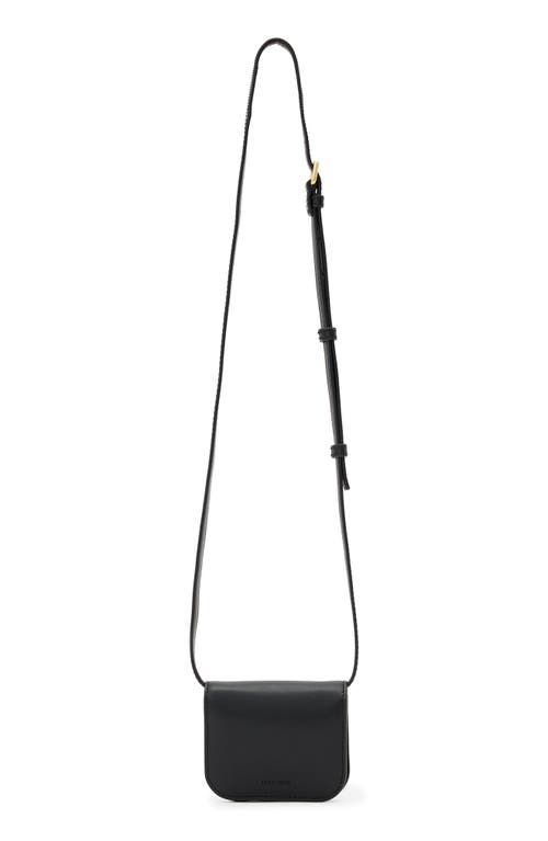 Allsaints Small Maeve Leather Crossbody Card Holder In Black