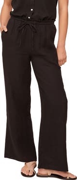 Bella Dahl Ruffle Waist Wide Leg Linen Pants