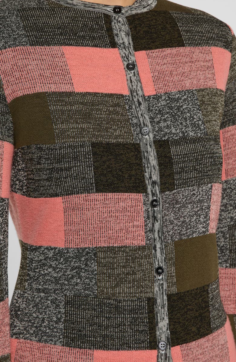 Lafayette 148 New York Colorblock Jacquard Cardigan, Alternate, color, Altrosa Pink