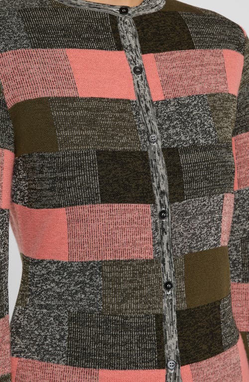 Lafayette 148 Finespun Voile Cashmere Check Jacquard Cardigan In Brown