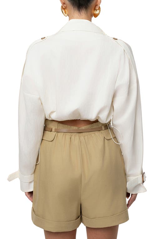 Jluxlabel Wanderlust Long Sleeve Crop Top In White
