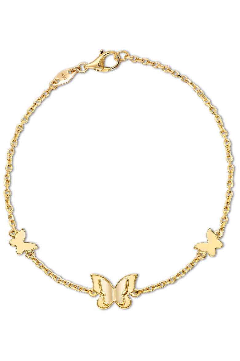 Butterfly Chain Bracelet in 14K Gold, 8mm, Main, color, Yellow Gold