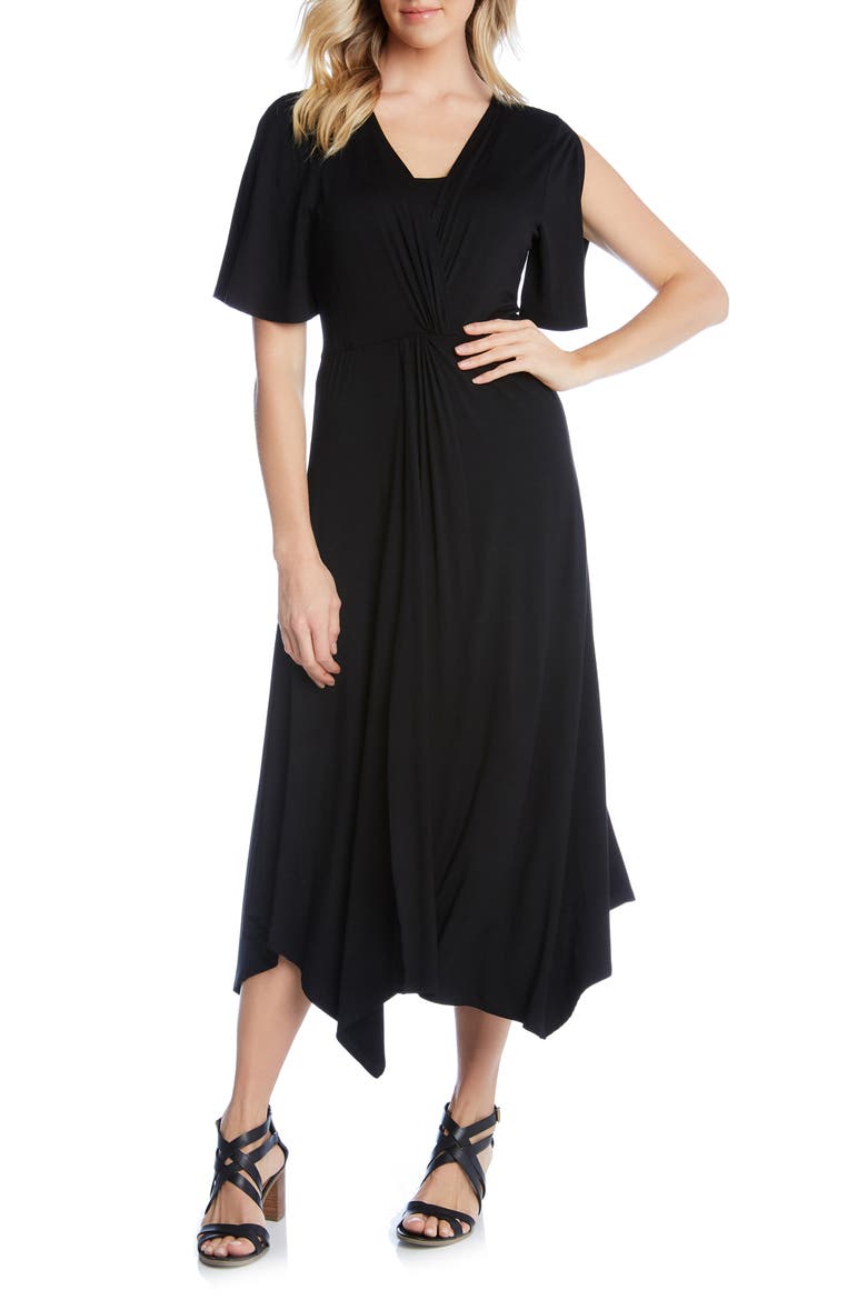 Asymmetrical Twist Front Dress, Main, color, BLACK