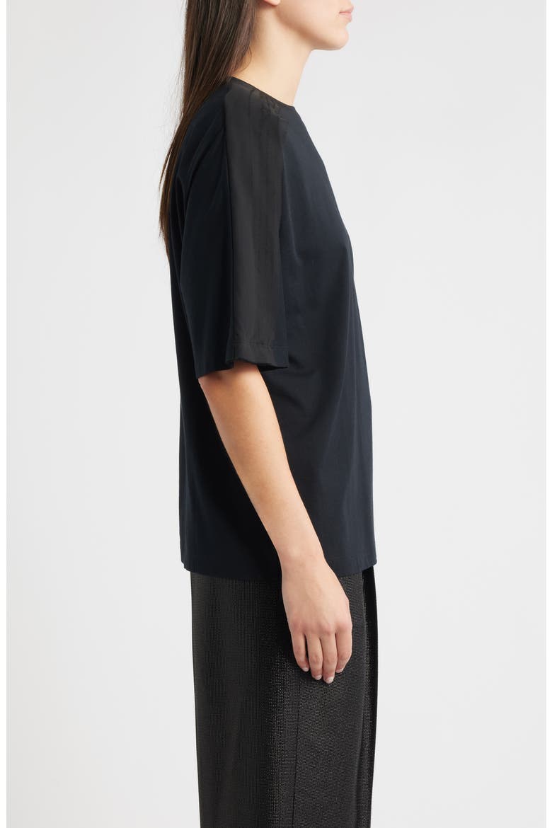 Elaxya Shoulder Pleat T-Shirt, Alternate, color, BLACK