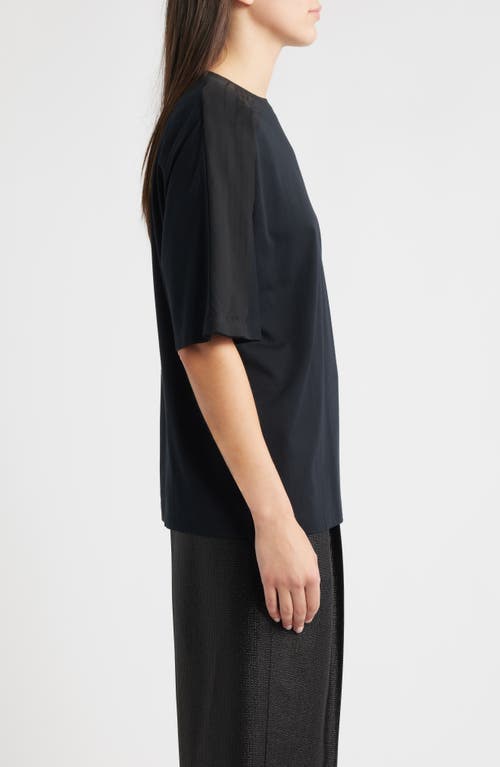 Hugo Boss Boss Elaxya Shoulder Pleat T-shirt In Black