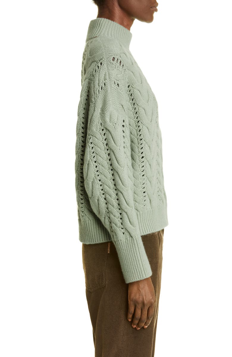Brunello Cucinelli Mixed Stitch Mock Neck Virgin Wool, Cashmere & Silk Sweater, Alternate, color, 