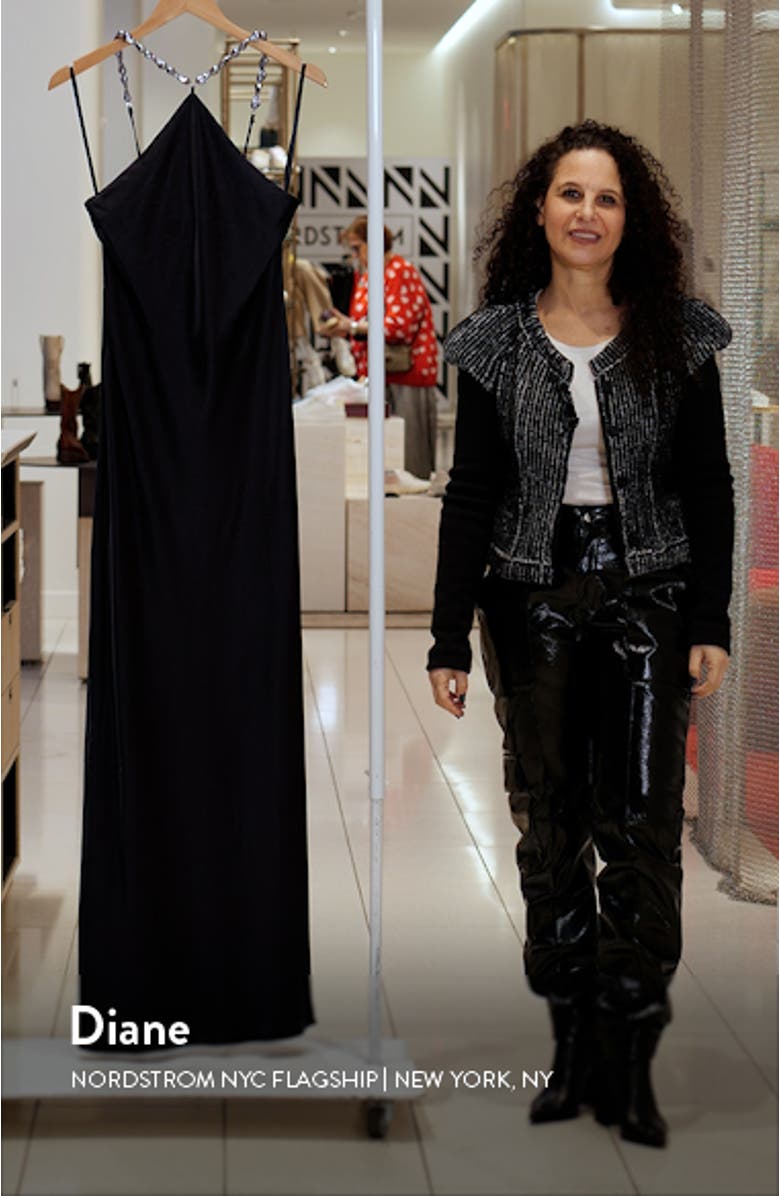 Cadence Beaded Sleeveless Satin Maxi Dress, sales video thumbnail