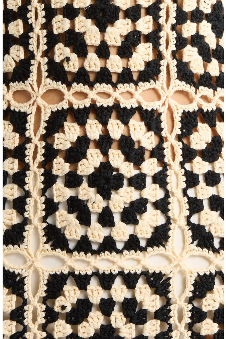 Crochet Cover-Up Dress, Alternate, color, BLACK WHITE COMBO