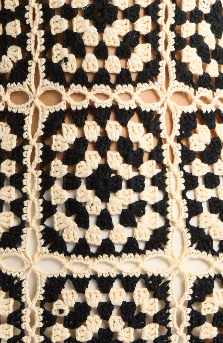 Elan Crochet Cover-Up Dress, Alternate, color, Black White Combo