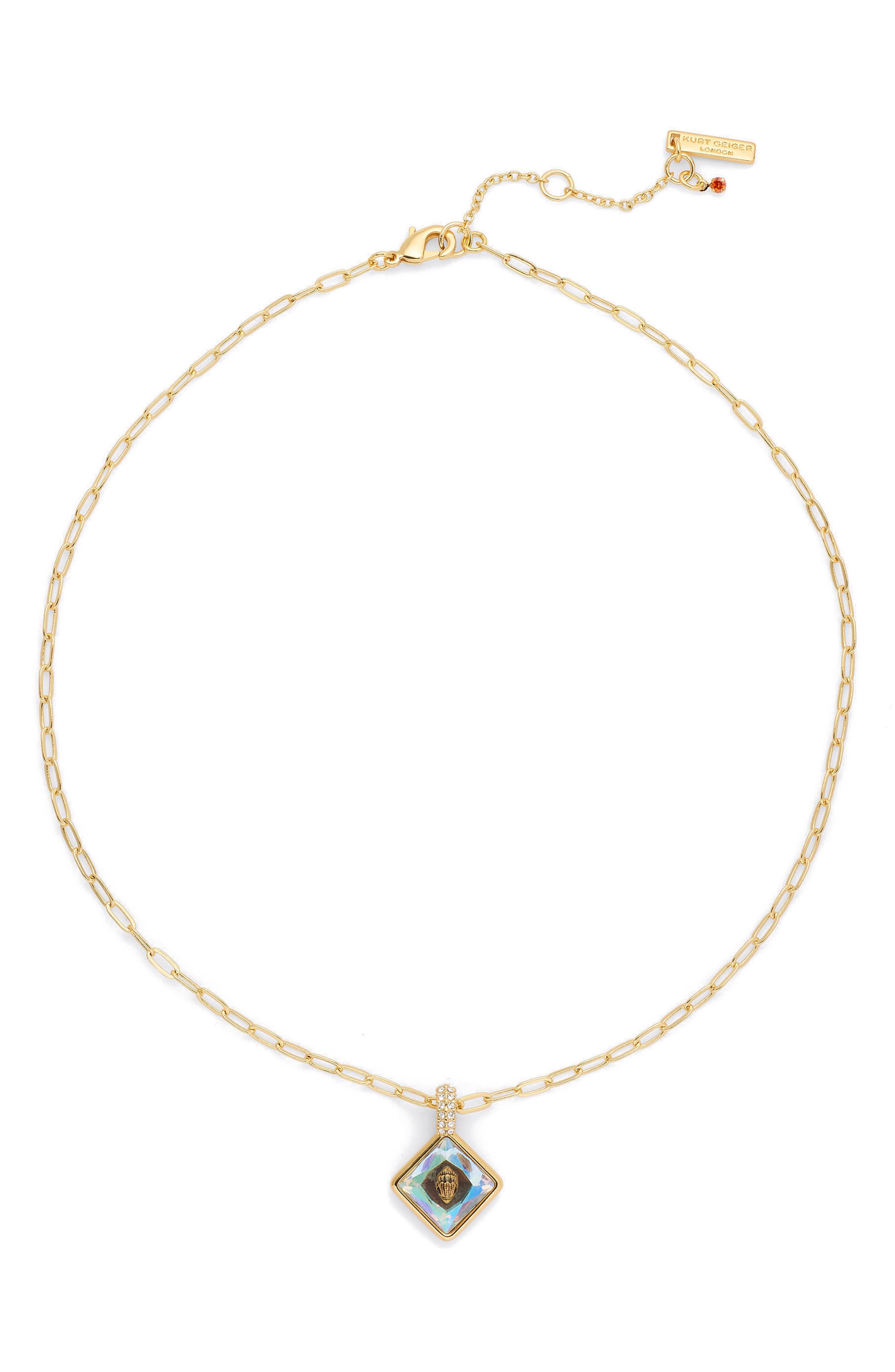 Kurt Geiger London Square Stone Eagle Pendant Necklace