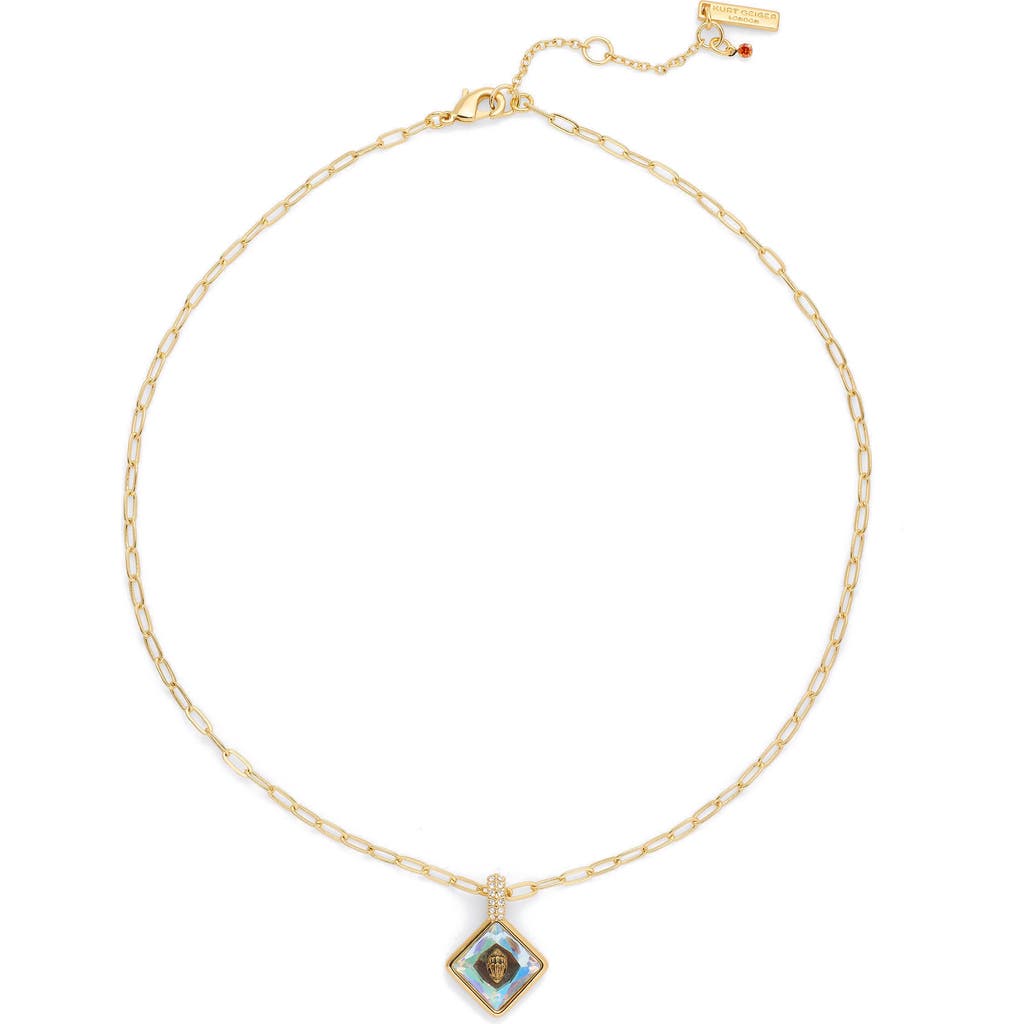 Kurt Geiger London Square Stone Eagle Pendant Necklace In Gold