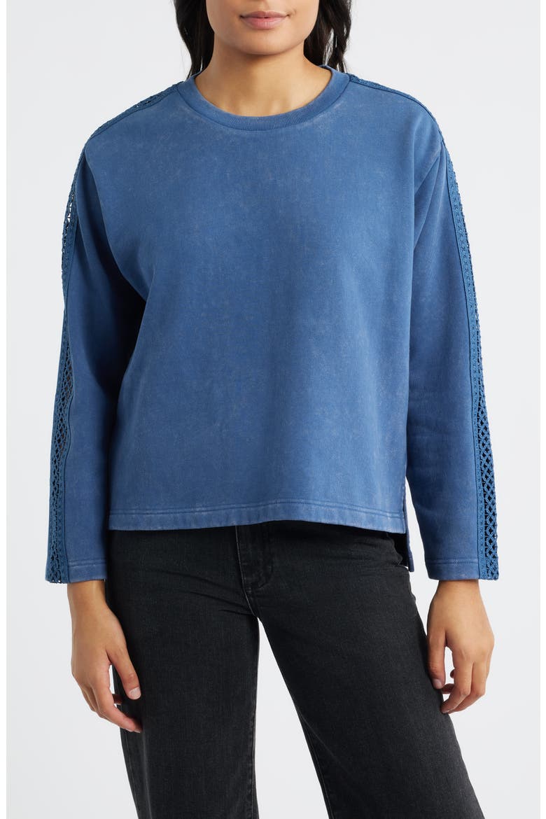 Detailed Sleeve Sweatshirt, Main, color, CADET BLUE