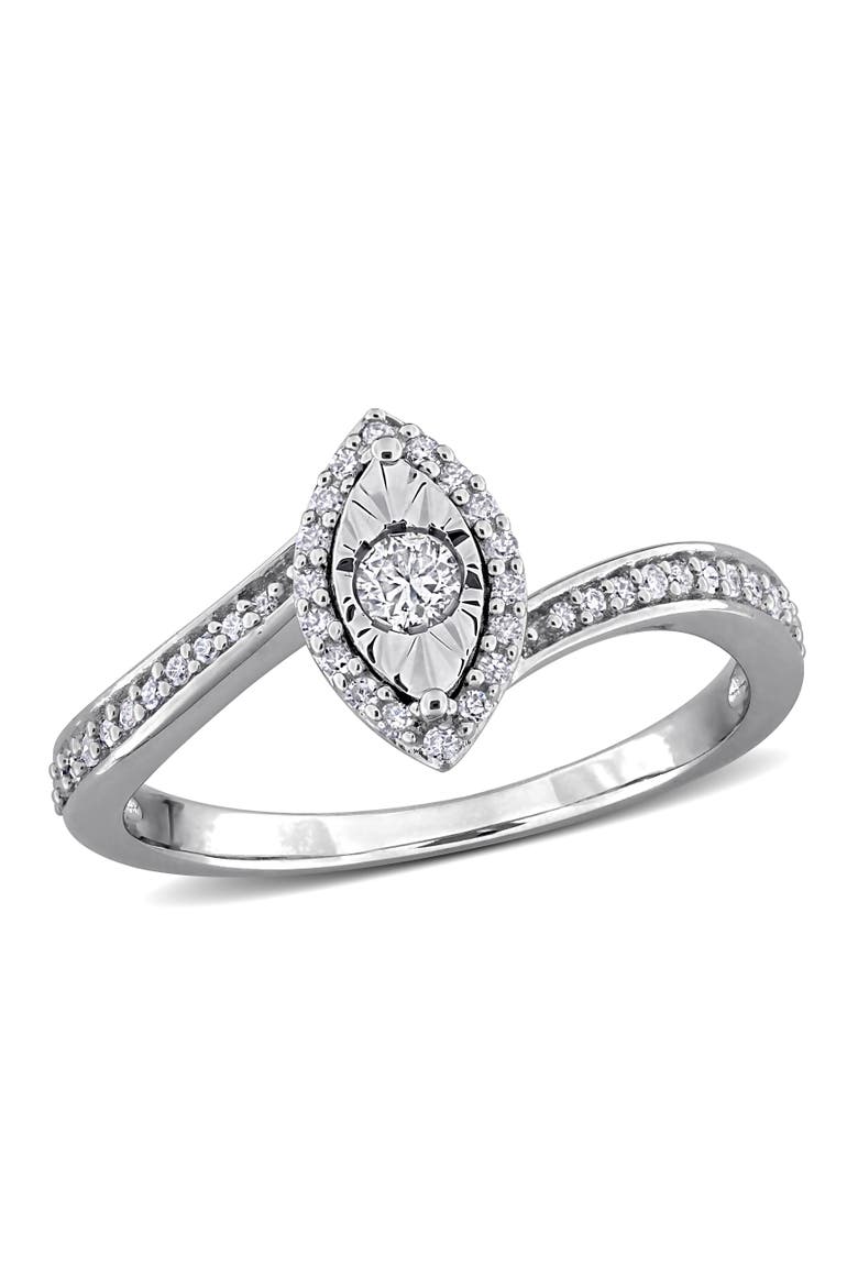 Diamond Halo Twist Ring Sterling Silver, Main, color, Sterling Silver