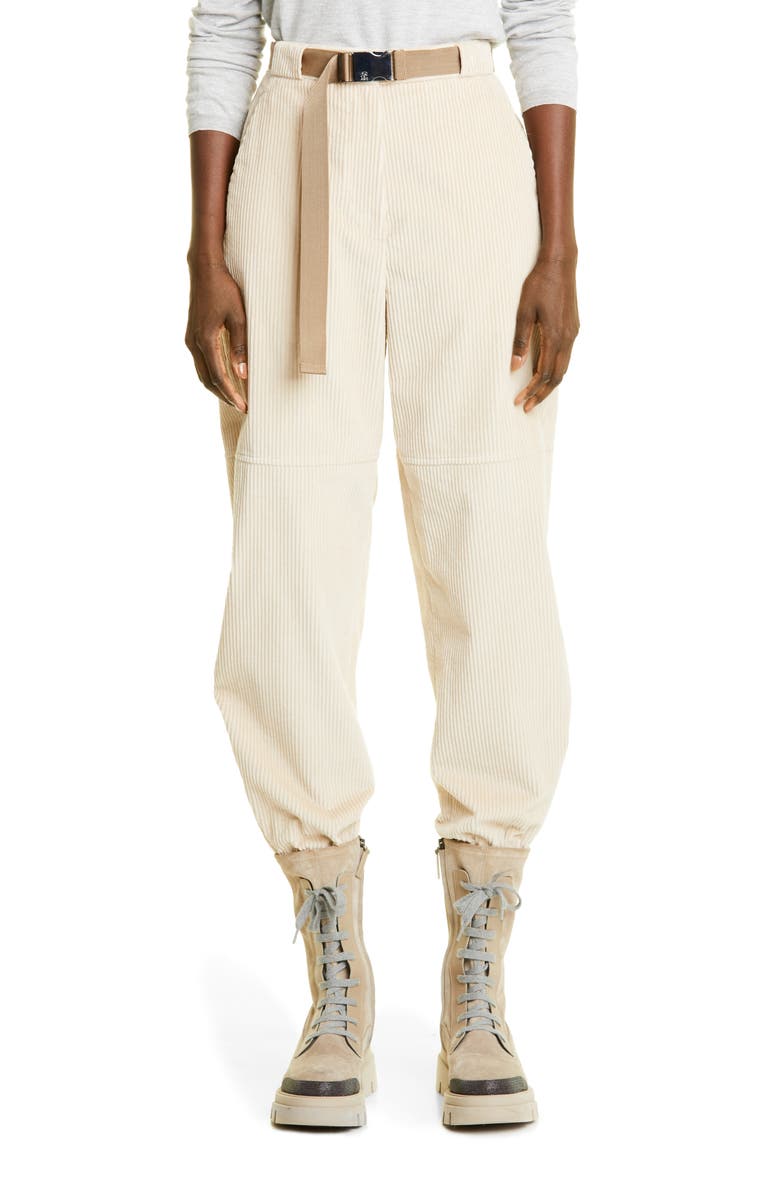 Brunello Cucinelli Belted Zip Cuff Corduroy Joggers, Main, color,