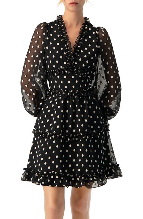 Polka Dot Ruffled Short Dress