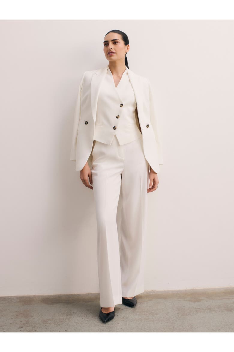 Draped V-Neck Tailored Waistcoat, Alternate, color, Ivory