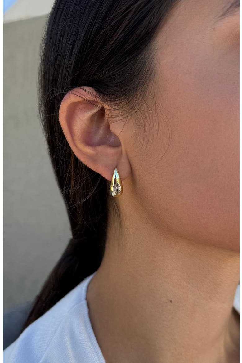 Pear Crystal Teardrop Earrings, Alternate, color, GOLD