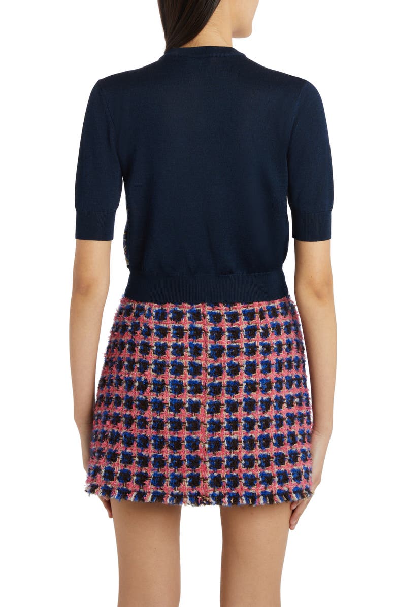 Etro Mixed Media Short Sleeve Sweater, Alternate, color, 