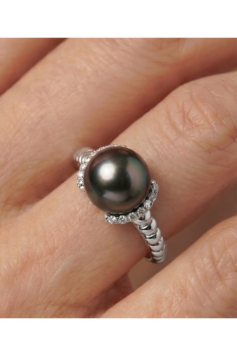 Tahitian South Sea Pearl & Diamond Jackie Ring, Alternate, color, White Gold