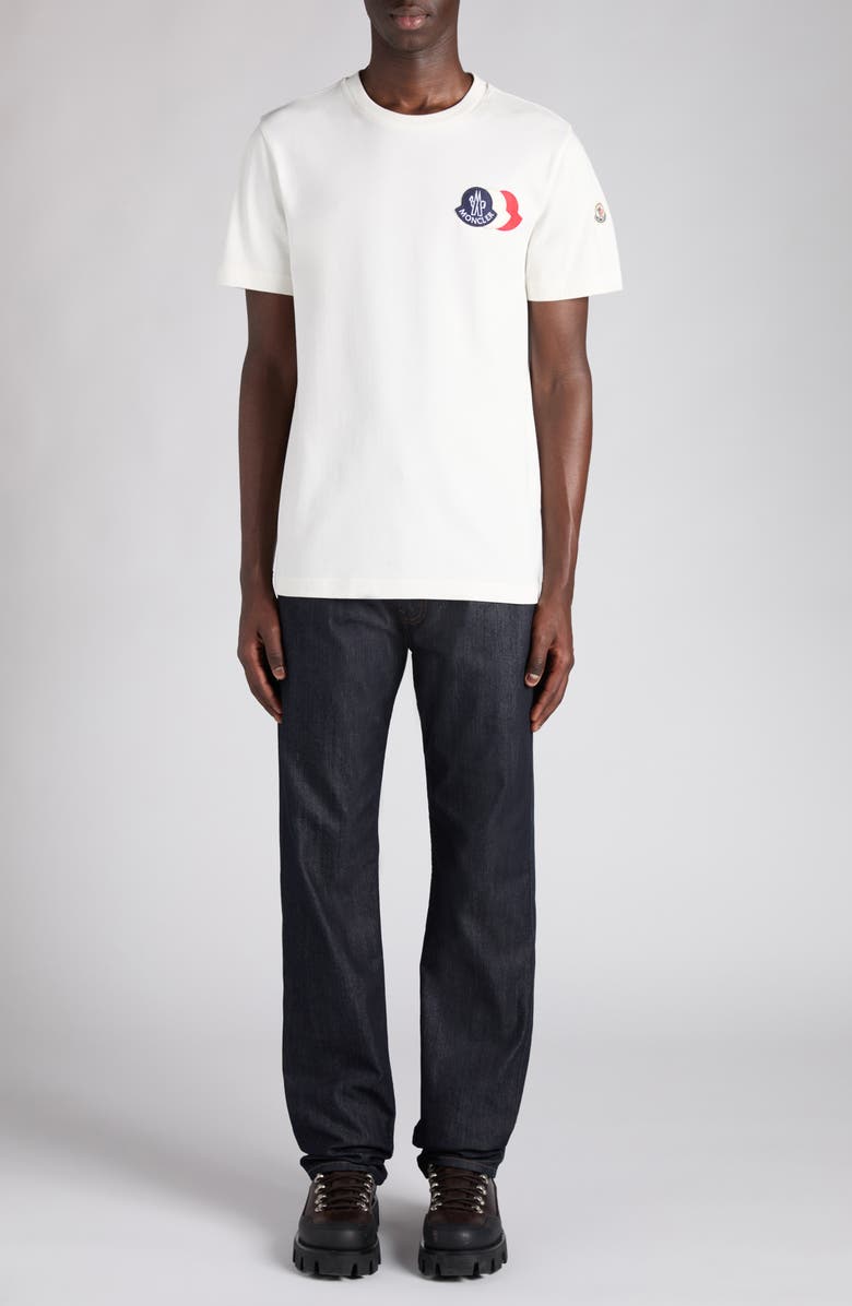 Moncler Logo Patch Cotton T-Shirt, Alternate, color, Silk White