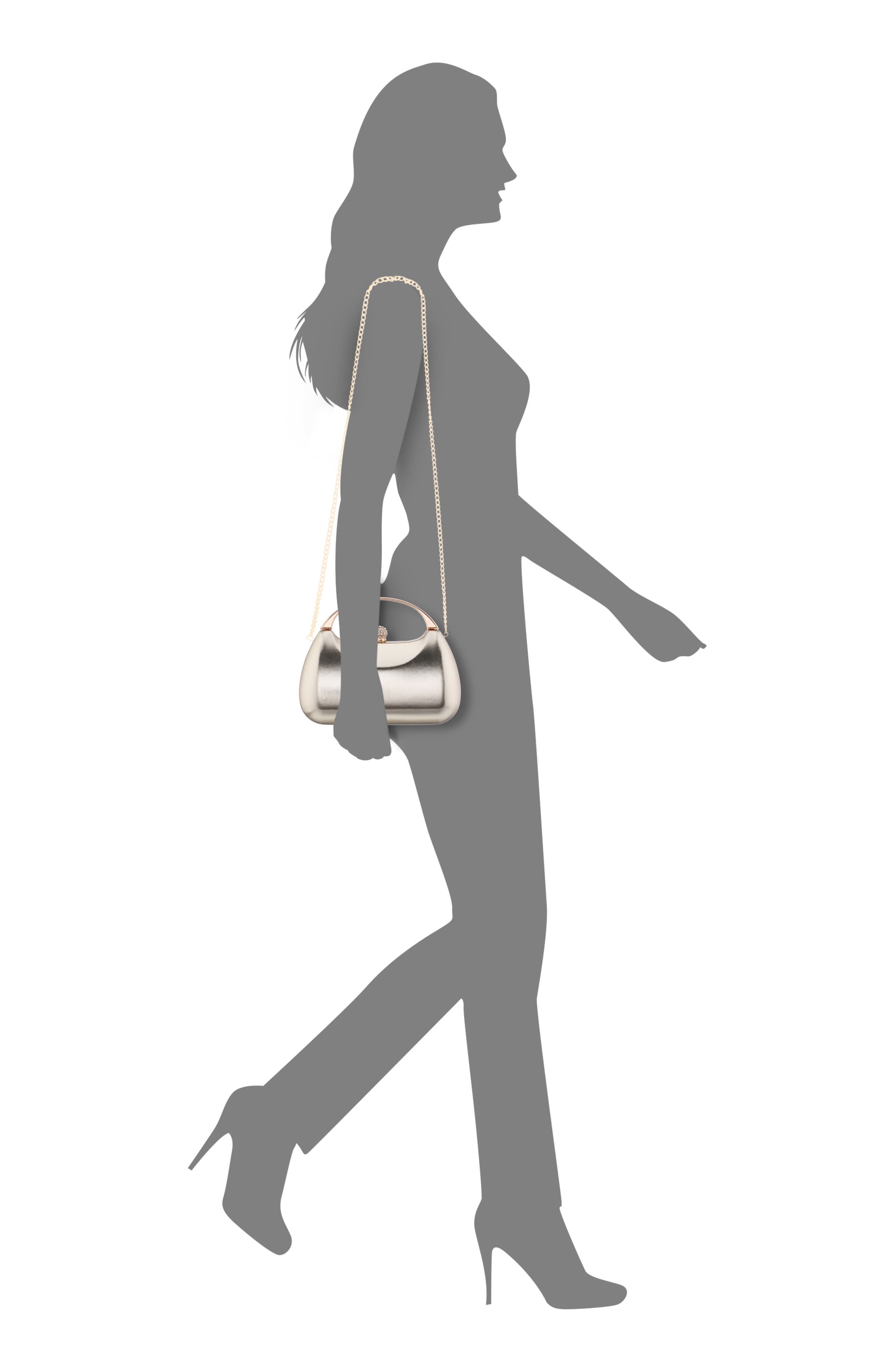 Minaudière Top Handle Bag, Alternate, color, PLATINO