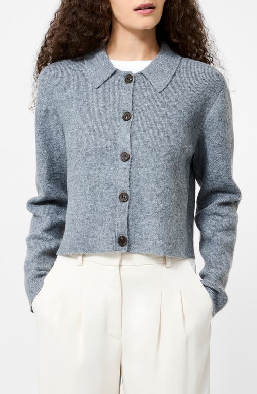 French Connection Ellie Collared Crop Cardigan In Gray