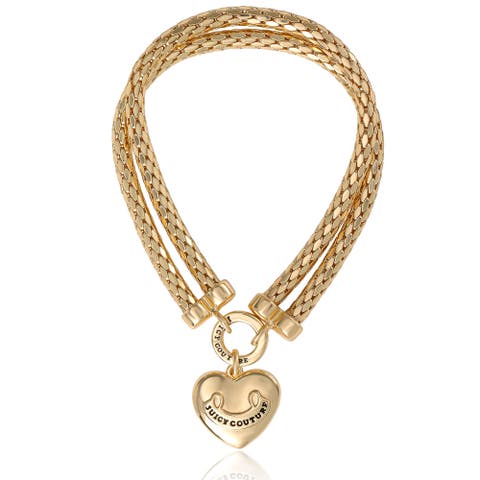 Layered Heart Bracelet, Gold Tone
