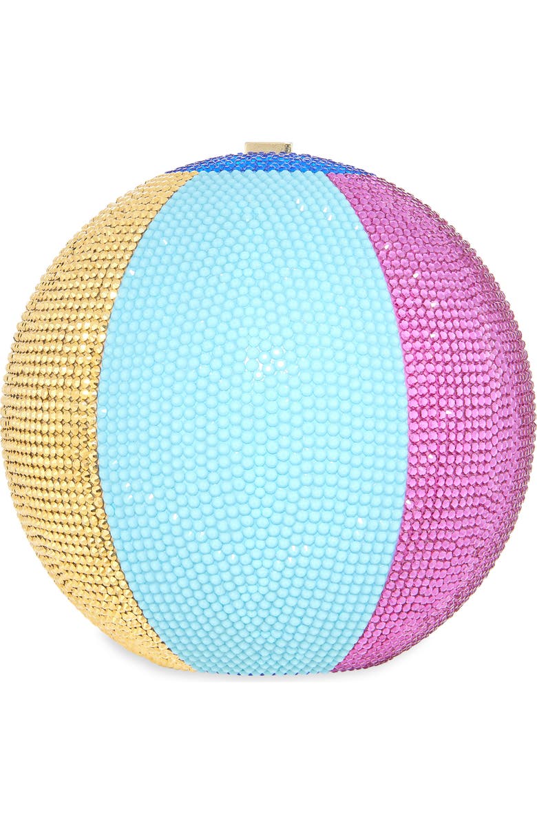 JUDITH LEIBER COUTURE Colorblock Beach Ball Crystal Sphere Clutch, Main, color, Champagne Chalk Multi