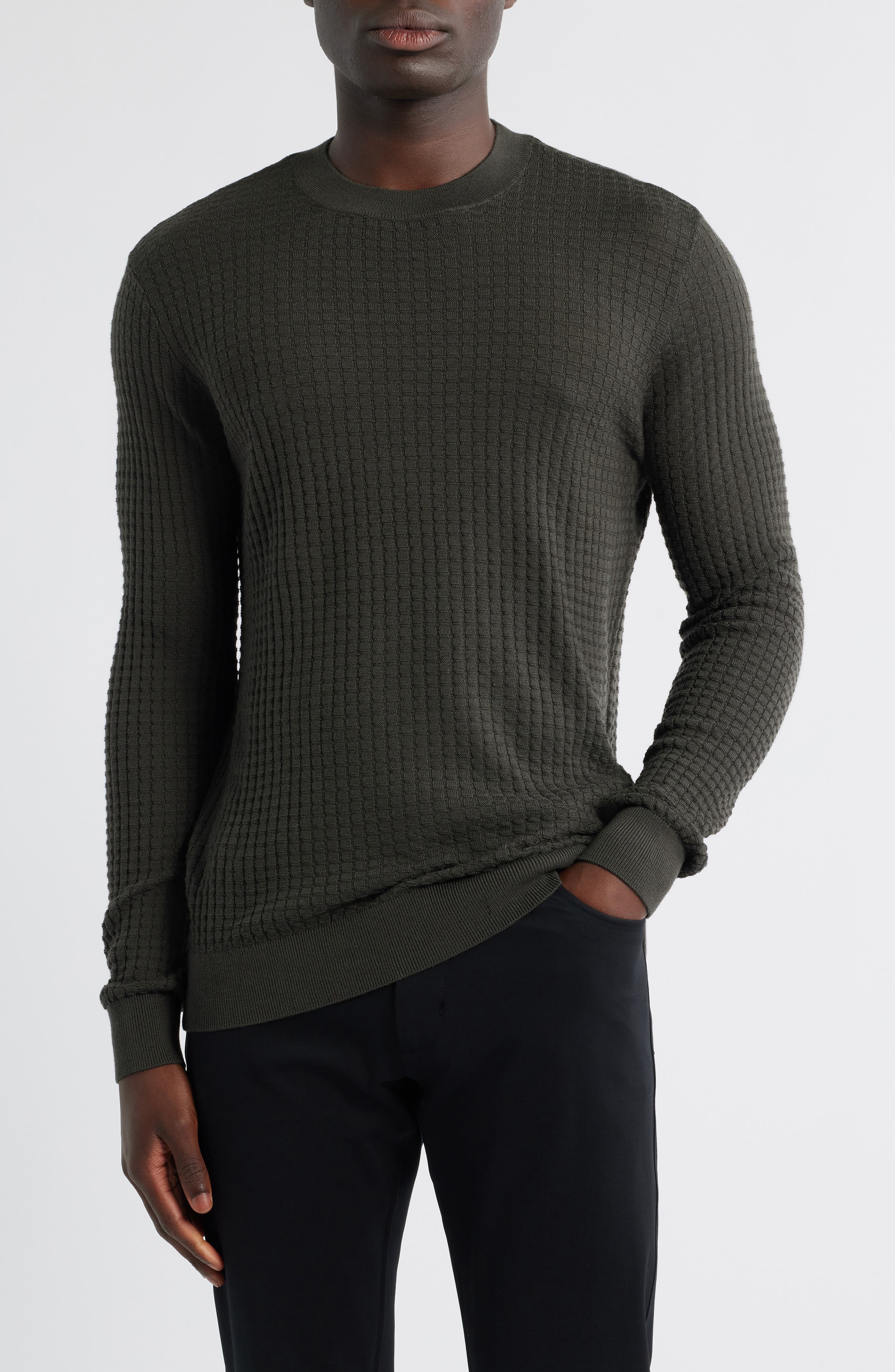 Emporio Armani Textured Wool Crewneck Sweater