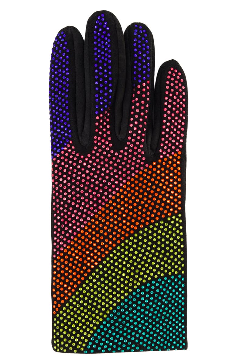 Kurt Geiger London Crystal Wave Gloves, Alternate, color, Black