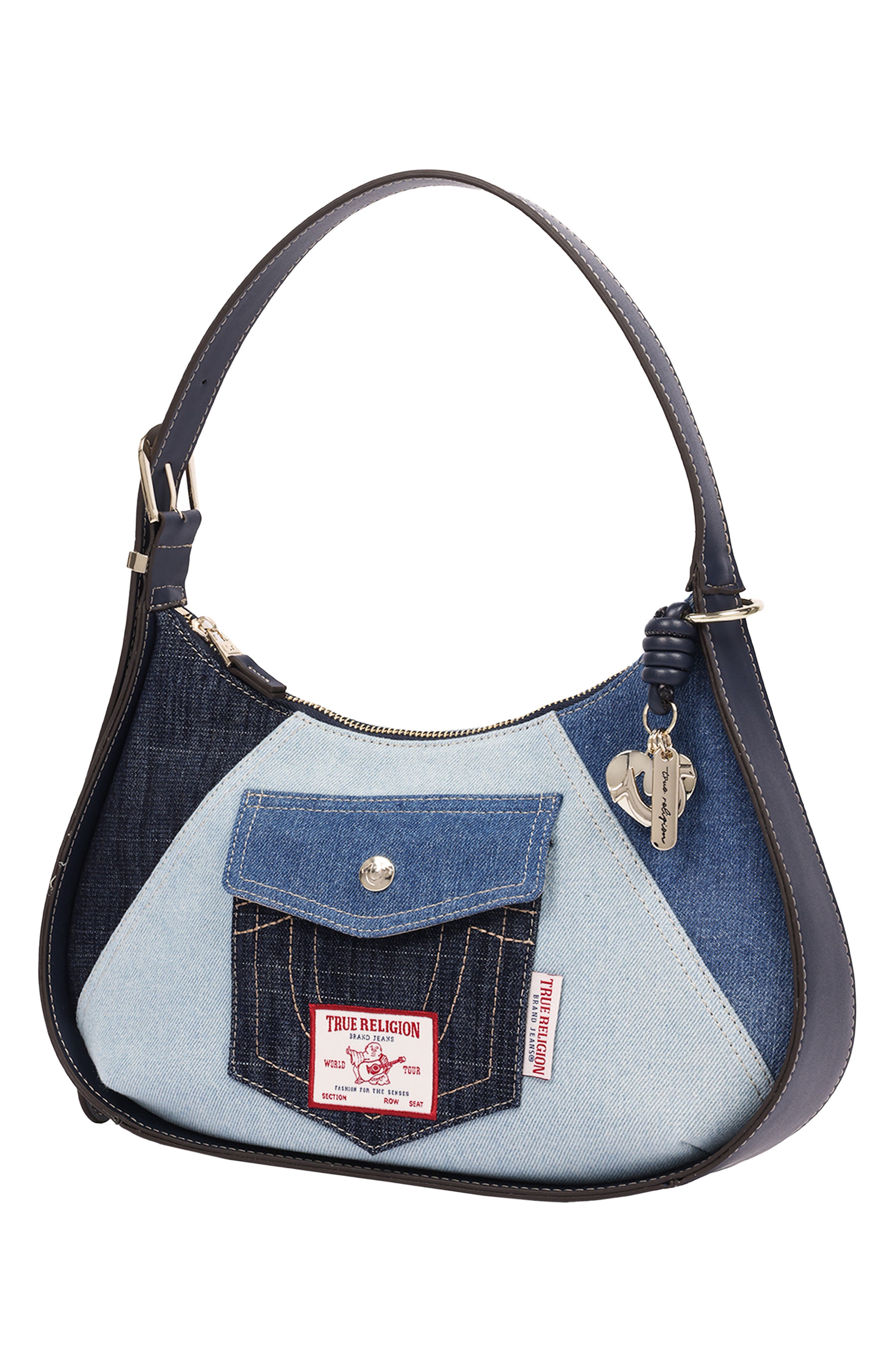 Colorblock Denim Zip Top Hobo, Alternate, color, MULTI