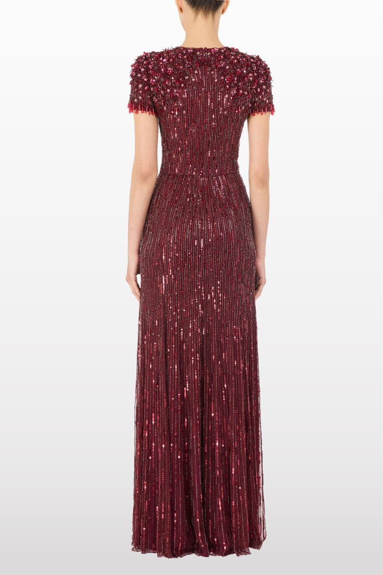 Eliza Beaded Maxi Dress, Alternate, color, Cardinal
