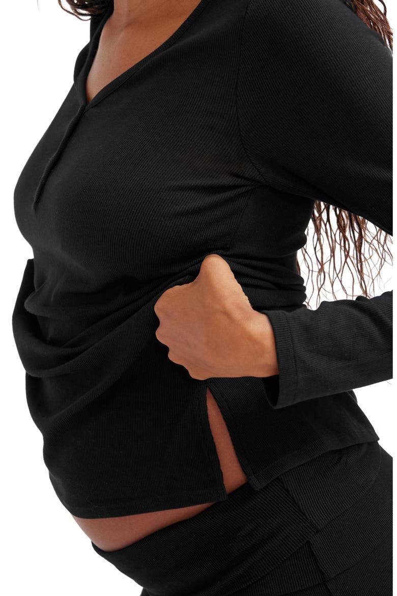 The Softest Rib Nursing Henley, Alternate, color, Black