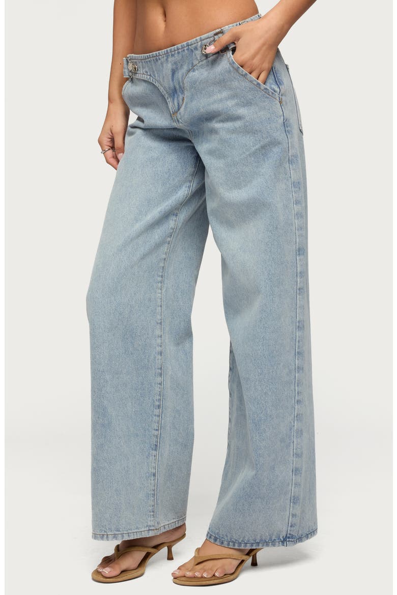 Buckled Wide Leg Jeans, Alternate, color, LIGHT-BLUE-WASHED