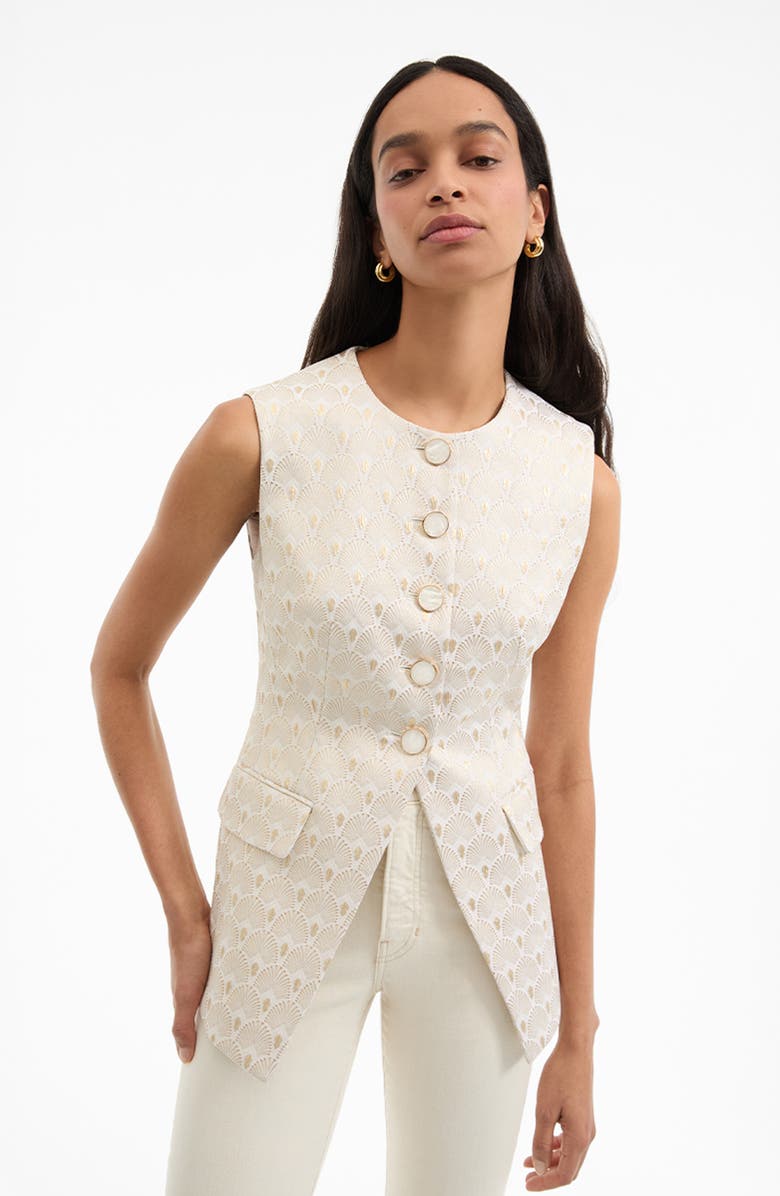 Veronica Beard Lois Vest, Alternate, color, Off White/ Gold