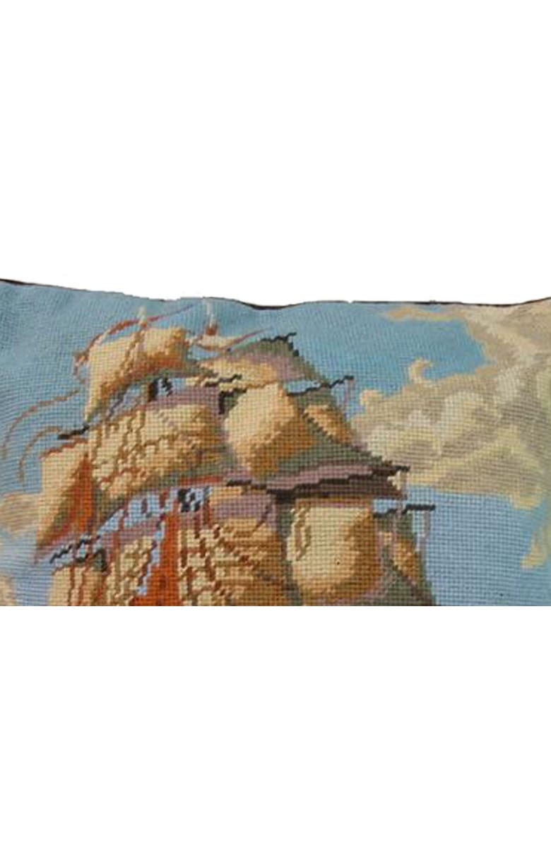 C&F Home USS Constitution Ship Vintage Needlepoint Accent Pillow 16" x 16", Alternate, color, Blue