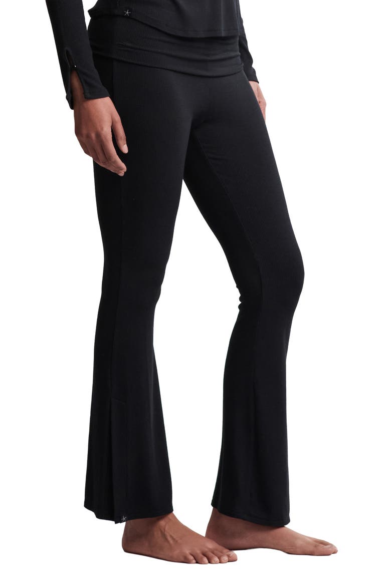 Ultra Lite® Rib Foldover Waist Flare Pants, Alternate, color, BLACK