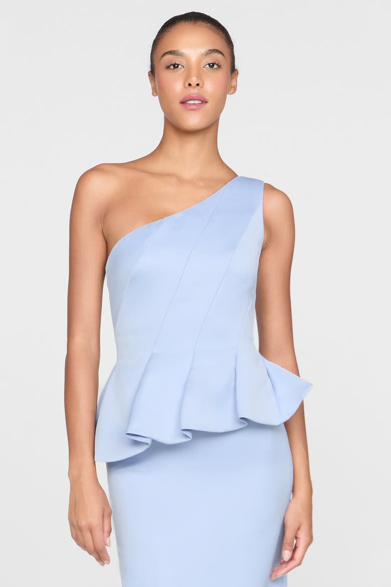 Zenobia Duchess Satin Gown, Alternate, color, Serenity Blue