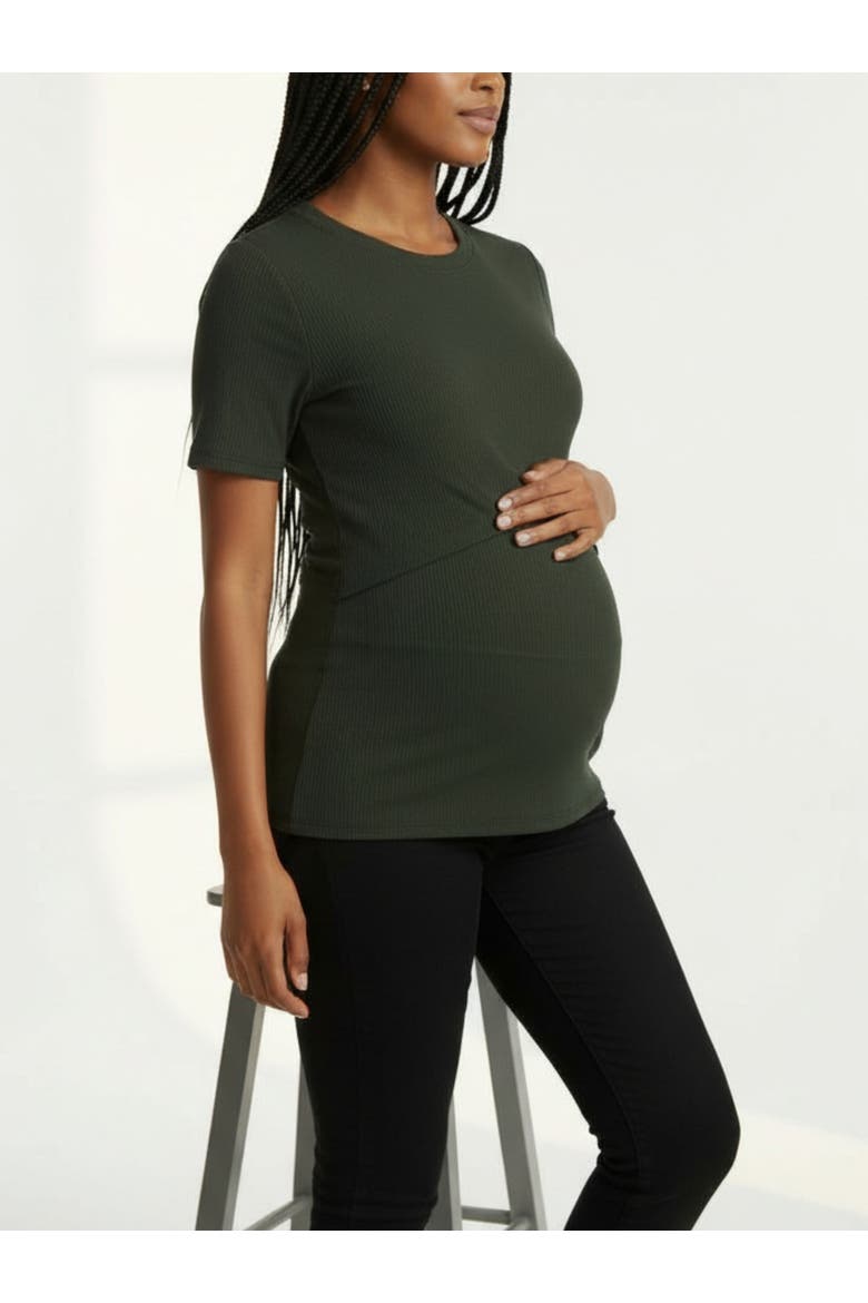 Crew Neck Cross Over Nursing Short Sleeve Top, Alternate, color, Deep Depths
