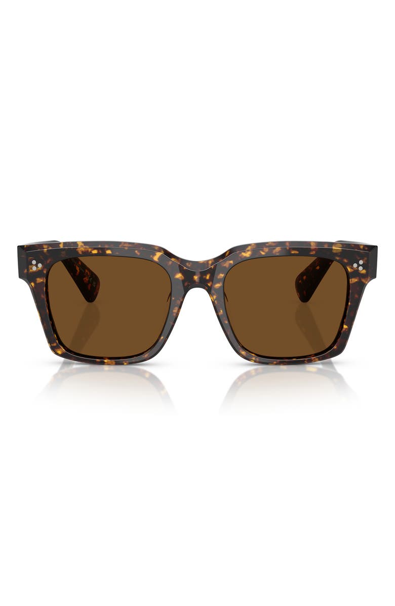 Oliver Peoples 52mm Polarized Pillow Sunglasses, Main, color, Tortoise