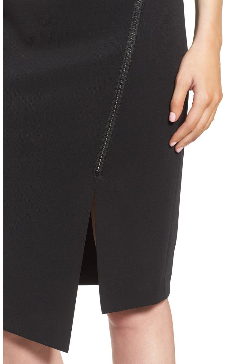 Asymmetrical Zip Pencil Skirt, Alternate, color, BLACK
