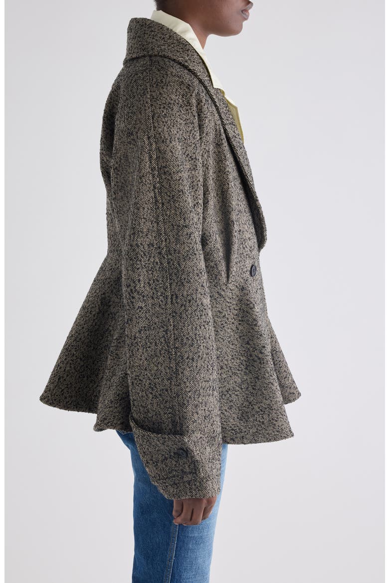 Wool Blend Herringbone Peplum Jacket, Alternate, color, BEIGE - BLACK