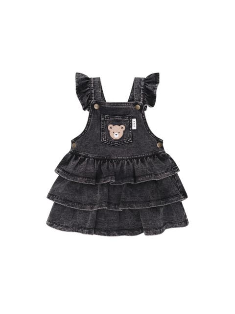 Knit Denim Frill Pinafore